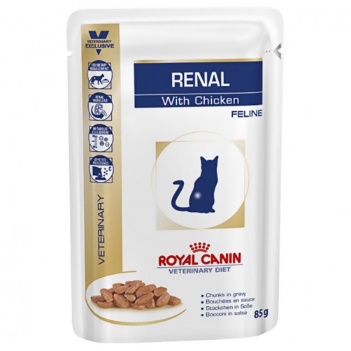 پوچ رویال کنین مخصوص گربه مبتلا به بیماری های کلیوی/ 100 گرمی/ Royal Canin Renal with  Chicken